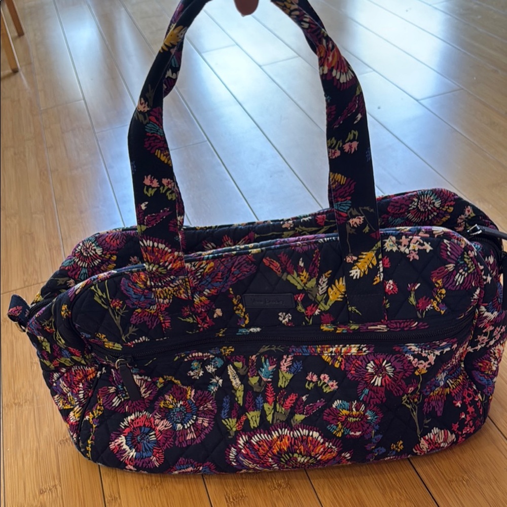 Vera Bradley Black Travel Bag with Vibrant Floral Design